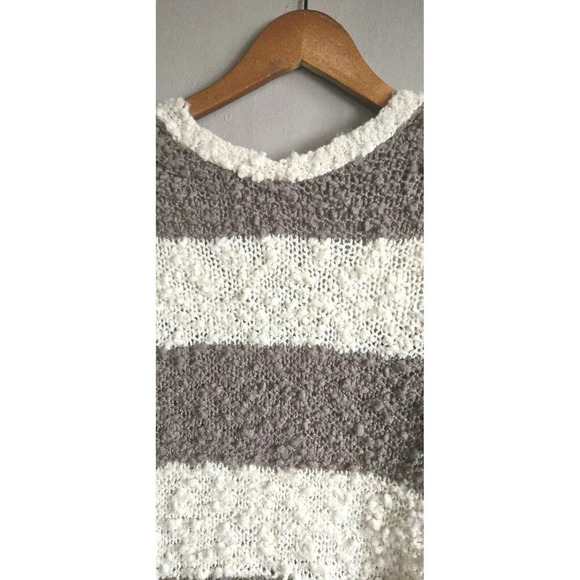 Free People Cardigan Womens S Cuddle Bear Brown Striped Boucle Wool Blend Pocket - Picture 8 of 9